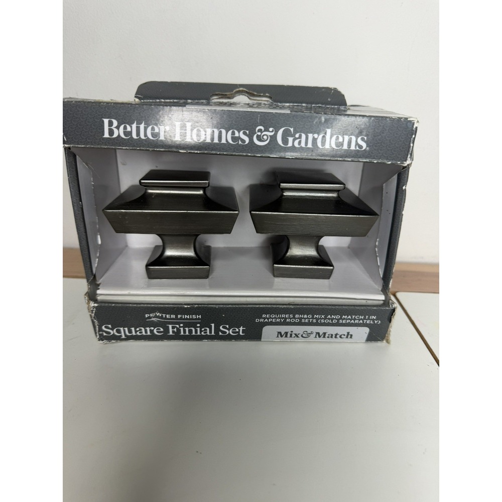 Better Homes & Gardens Square Finial Set Pewter Finish BH5001419908014